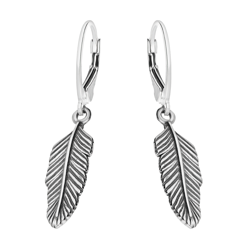 Kolczyki srebrne pióro oksydowane/bigiel zam. TB 19193-19192 próba 925