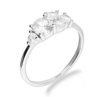 Pierścionek srebrny pięć białych cyrkonii TB 19237 próba 925