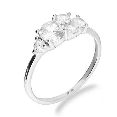 Pierścionek srebrny pięć białych cyrkonii TB 19237 próba 925