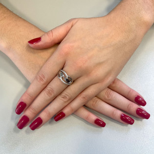 Pierścionek srebrny przeplatanka i białe cyrkonie AT811 próba 925