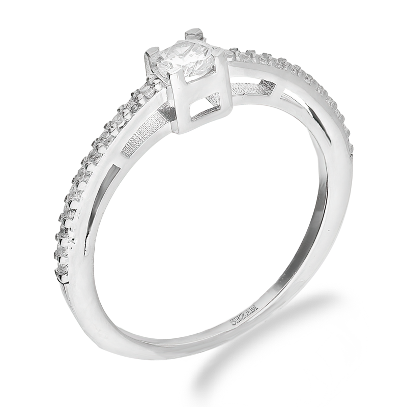 Pierścionek srebrny cyrkonia w czterech łapkach TB 19335 próba 925