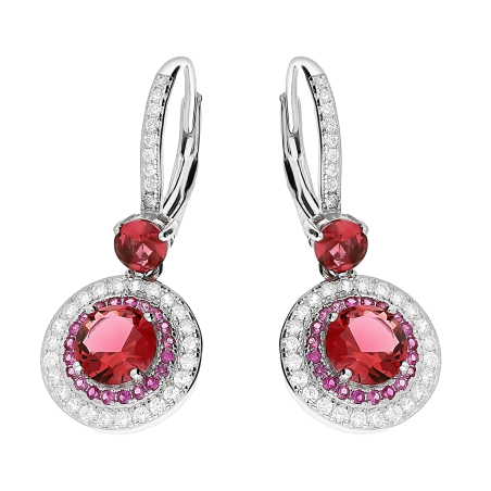 Kolczyki srebrne okrągła markiza z czerwoną cyrkonią/big.zam. TB 19832 próba 925