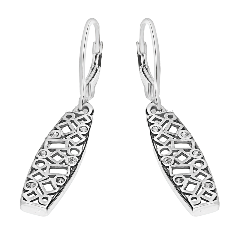 Kolczyki srebrne obły prostokąt z cyrkoniami/big.zam. TB 20082-20081 próba 925