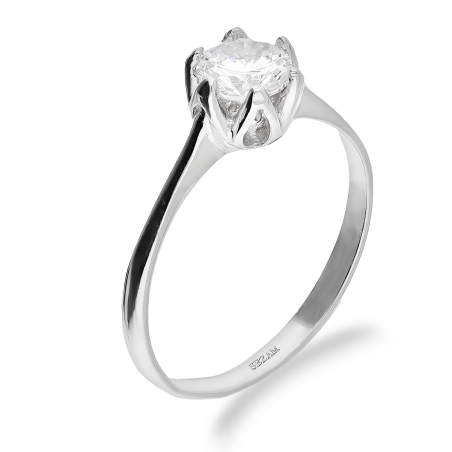 Pierścionek srebrny cyrkonia zakuta w sześciu łapkach TB 20161 próba 925