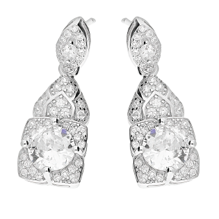 Kolczyki srebrne kwadratowa markiza z cyrkoniami/sztyft TB 20293 próba 925