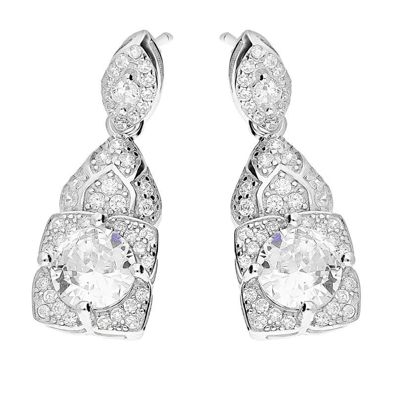 Kolczyki srebrne kwadratowa markiza z cyrkoniami/sztyft TB 20293 próba 925