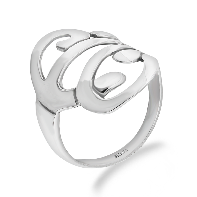 Pierścionek srebrny szeroki zawijas i kropla ramka TB 20529 próba 925