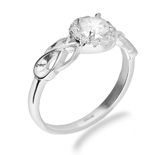 Pierścionek srebrny markiza z białymi cyrkoniami i zawijas TB 20999 próba 925