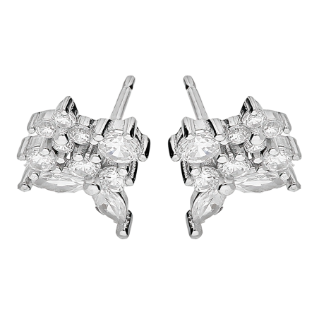 Kolczyki srebrne kwiat z białymi cyrkoniami/sztyft TB 21210 próba 925