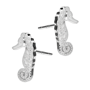 Srebrne Kolczyki Konik Morski z Cyrkoniami pr. 925 - JubilerSezam.pl