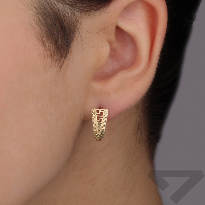 Kolczyki złote ażurowe blaszki z motywem greki/ang.zap. AR XE14165-DC próba 585