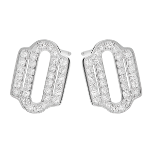 Kolczyki srebrne owal z pałkami i białymi cyrkoniami/sztyft TB 21341 próba 925