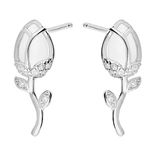 Kolczyki srebrne tulipan z uleksytem jubilerskim i cyrkoniami/sztyft TB 21345 próba 925