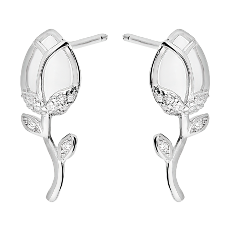 Kolczyki srebrne tulipan z uleksytem jubilerskim i cyrkoniami/sztyft TB 21345 próba 925