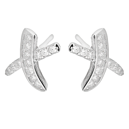 Kolczyki srebrne pochylony X z cyrkoniami/sztyft TB 21393 próba 925