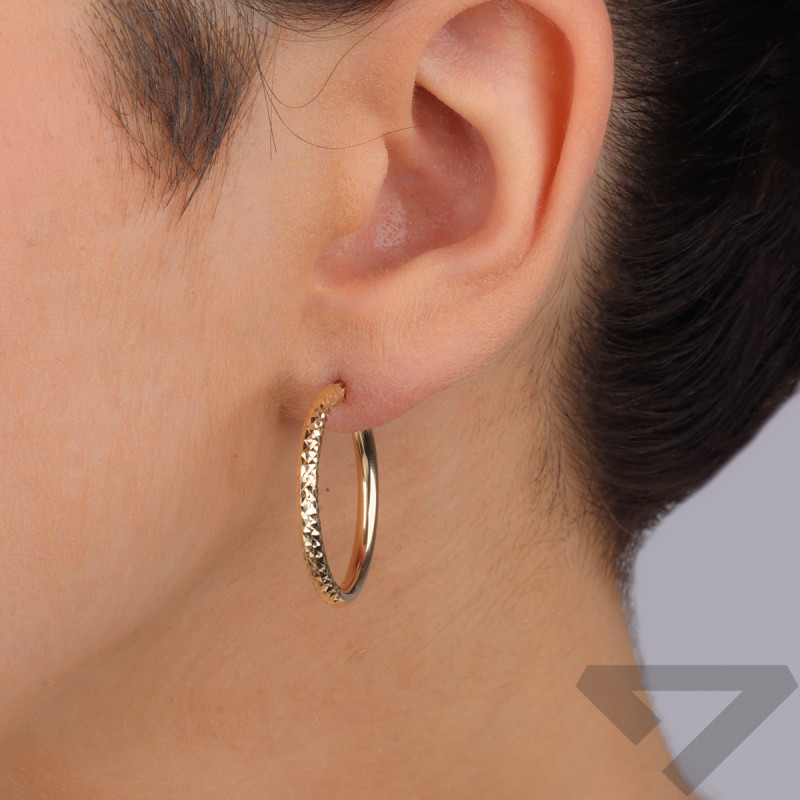 Kolczyki złote kółka rurka z ozdobnym grawerem/ang.zap. AR XDCTE12192-2,0 próba 375