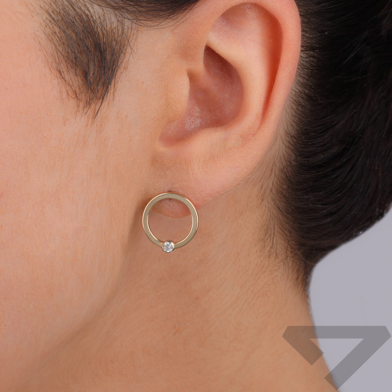 Kolczyki złote oponka z białą cyrkonią/sztyft MI WSGD90343 próba 375