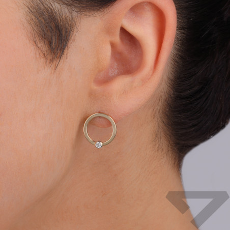 Kolczyki złote oponka z białą cyrkonią/sztyft MI WSGD90343 próba 375