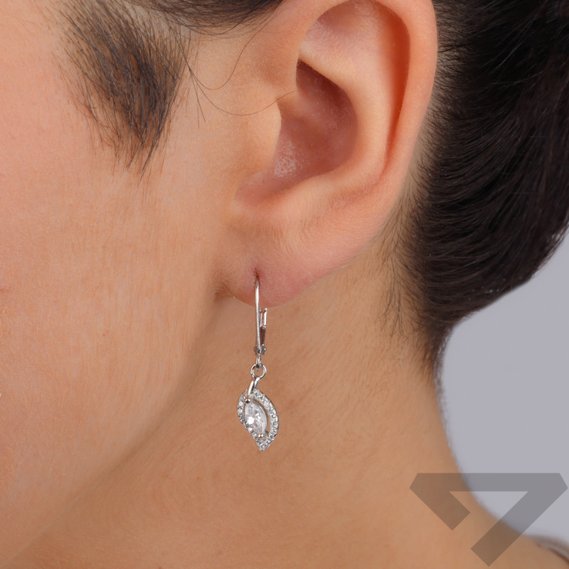 Kolczyki srebrne markiza łezka z białymi cyrkoniami/big.zam. HS1888 próba 925
