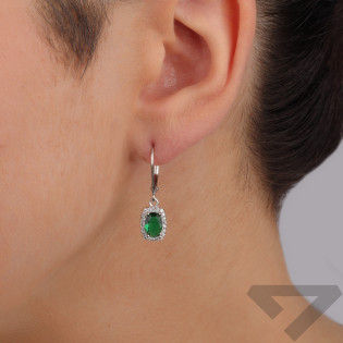 Kolczyki srebrne prostokątna zielona cyrkonia/big.zam. HS1901 szmaragd próba 925