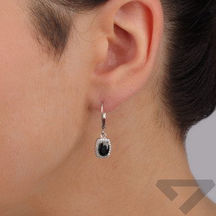 Kolczyki srebrne prostokątna czarna cyrkonia/big.zam. HS1901 czarny próba 925