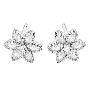 Kolczyki srebrne kwiatek z białymi cyrkoniami/sztyft TB 21411 próba 925