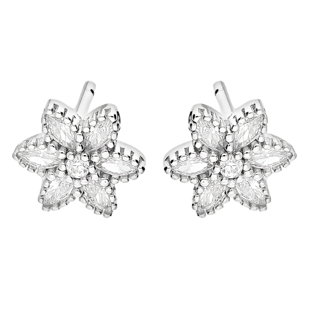 Kolczyki srebrne kwiatek z białymi cyrkoniami/sztyft TB 21411 próba 925