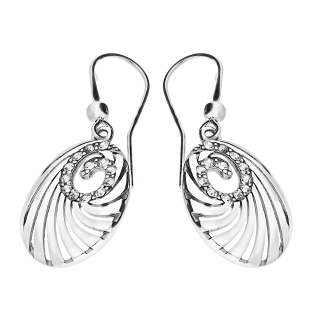 Kolczyki srebrne owalna muszla z cyrkoniami/bigiel TB 21499-21498 próba 925