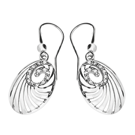 Kolczyki srebrne owalna muszla z cyrkoniami/bigiel TB 21499-21498 próba 925