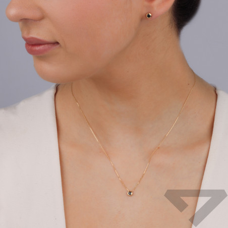 Kolczyki złote czarna cyrkonia w okrągłej oprawie/sztyft AR X4-X5SZE0047-FO próba 585