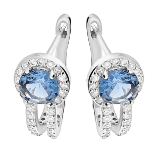 Kolczyki srebrne koło z niebieską cyrkonią/ang.zap. TB 21796 próba 925