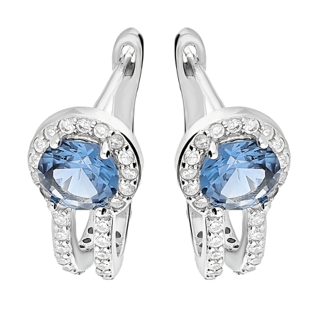 Kolczyki srebrne koło z niebieską cyrkonią/ang.zap. TB 21796 próba 925