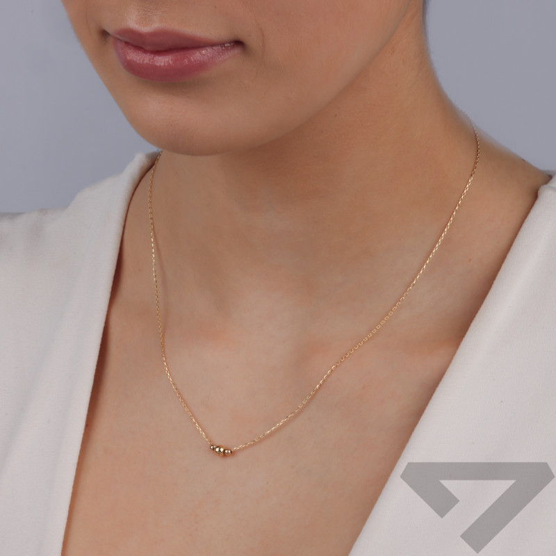 Naszyjnik złoty trzy gładkie kulki/rolo AR X4FOR6N11216-XSL próba 375