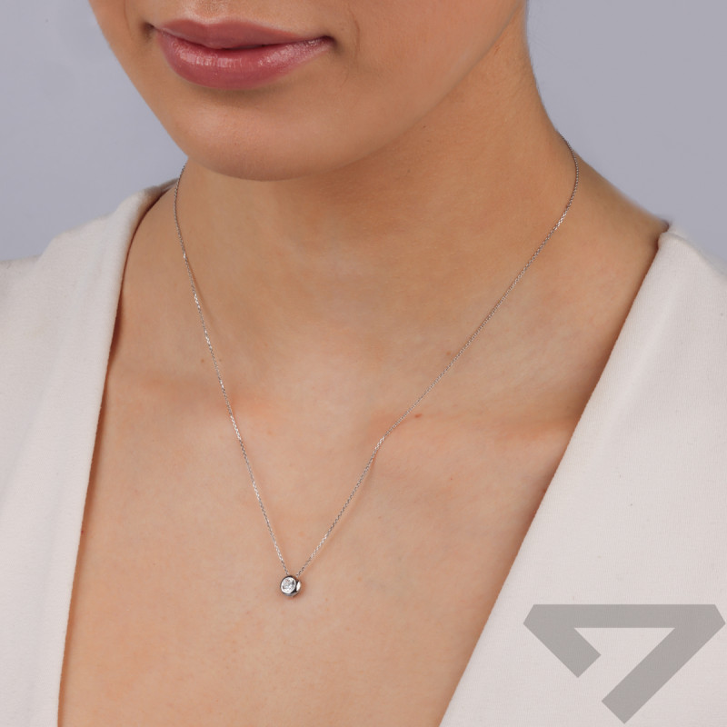 Naszyjnik z białego złota z cyrkonią w okrągłej oprawie AR X5-X5SZCABLE1N1254-II-W-FCZ próba 375