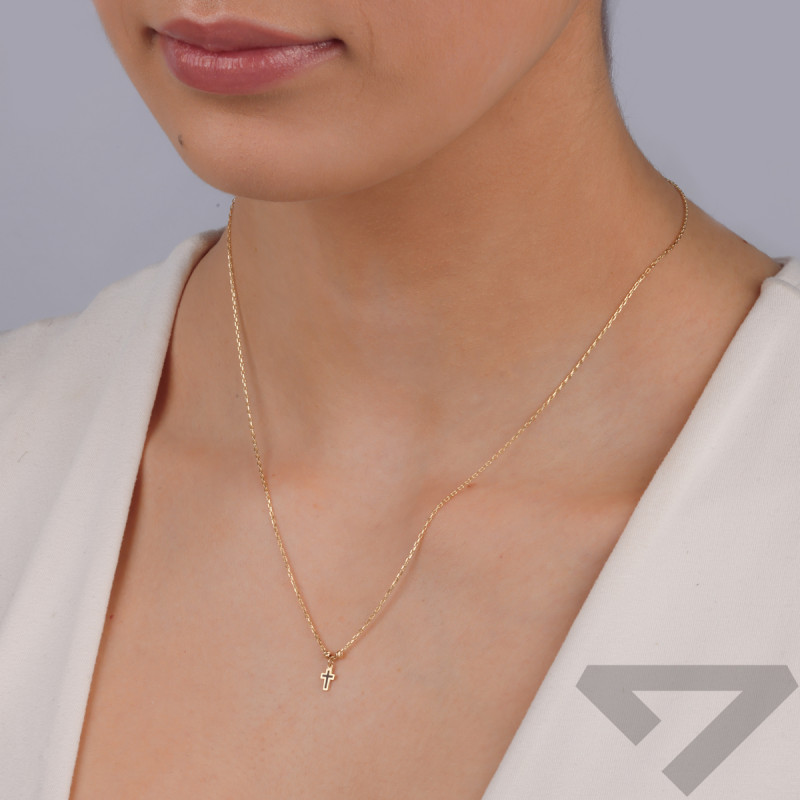 Naszyjnik złoty krzyżyk z czarną emalią/anker AR X6FOR6N10453-DC-LZM-II-LP próba 375