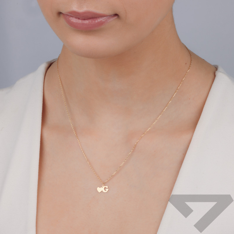 Naszyjnik złoty z literką G i serduszkiem/anker AR VX4FOR6N10721-07-G próba 585
