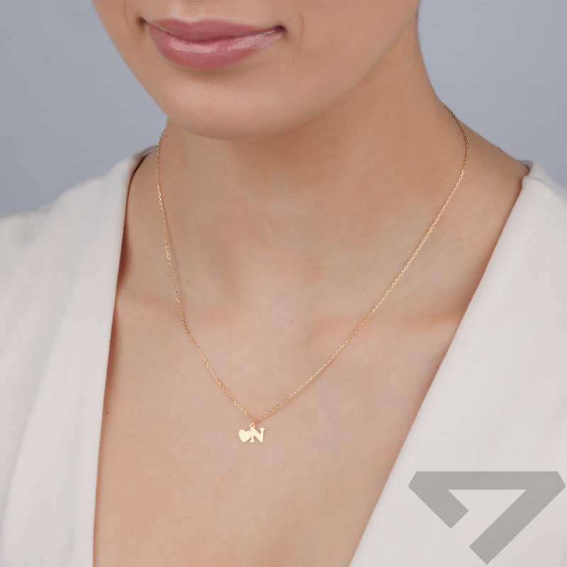 Naszyjnik złoty z literką N i serduszkiem/anker AR VX4FOR6N10721-14-N próba 585