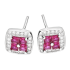 Kolczyki srebrne kwadrat z c.różowymi cyrkoniami/sztyft TB 21822 próba 925