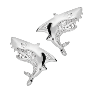 Srebrne kolczyki rekiny z cyrkoniami pr. 925 - JubilerSezam.pl