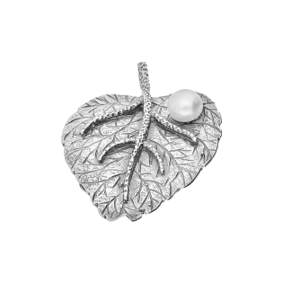 Zawieszka srebrna biała perła jubilerska na liściu TB 063212-06321 próba 925