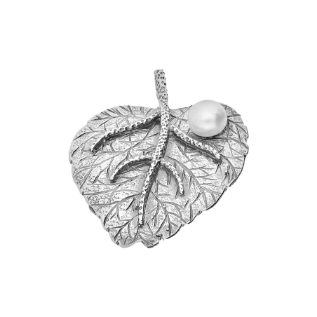 Zawieszka srebrna biała perła jubilerska na liściu TB 063212-06321 próba 925