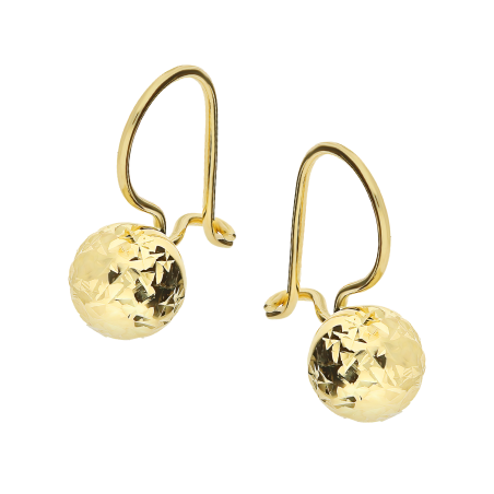 Kolczyki złote grawerowane kulki 7mm