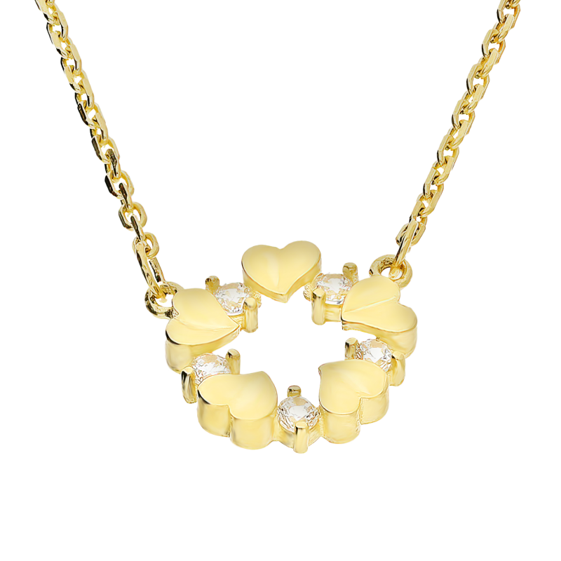 Naszyjnik złoty koło z serc i cyrkonii/anker AR FFOR6N6735-IV-DC-FCZ próba 585