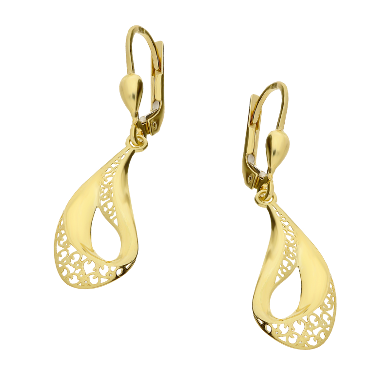 Kolczyki złote ażurowa kropla/big.zam. AR FUE0540 próba 585