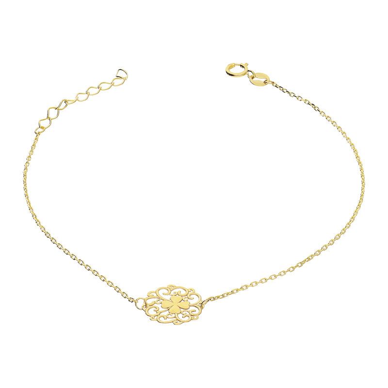 Bransoleta złota koniczyna z serc w ażurowym kole/anker AR VX4FOR6B10704-III-LS próba 585