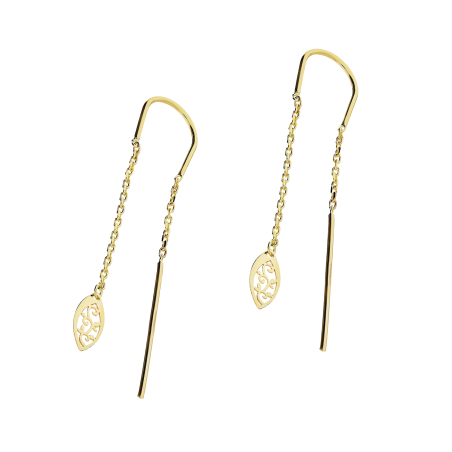 Złote Kolczyki Ażurowa Łezka Przeciągane pr. 375 - JubilerSezam.pl