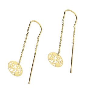 Kolczyki złote ażurowa koniczyna w kole/przeciągane AR VX4FOR6EB10710-III-LS próba 375