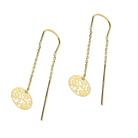 Kolczyki złote ażurowa koniczyna w kole/przeciągane AR VX4FOR6EB10710-III-LS próba 375