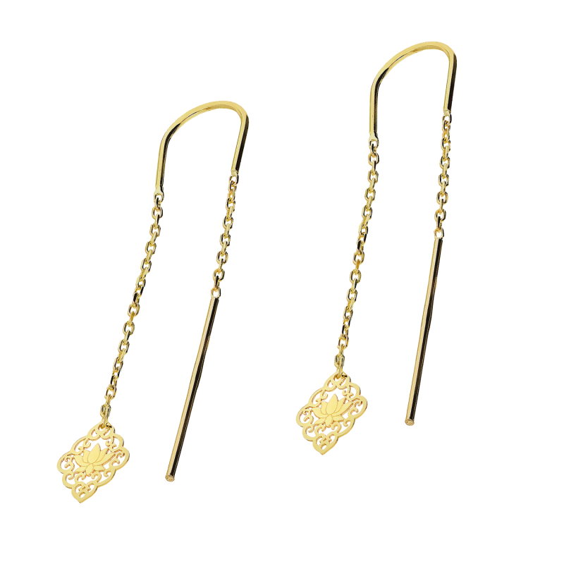 Kolczyki złote ażurowa lilia w rombie na łańcuszku rolo AR VX4FOR6EB10711-IV-LS próba 375