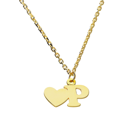 Złoty naszyjnik z literką P i sercem pr. 585 - JubilerSezam.pl